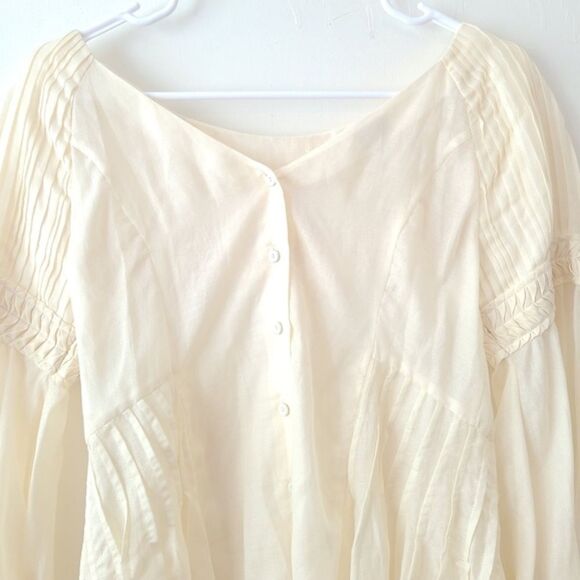 HOSS INTROPIA Women's Victorian Floral Applique Cotton Silk White Ivory Blouse w - Picture 6 of 10